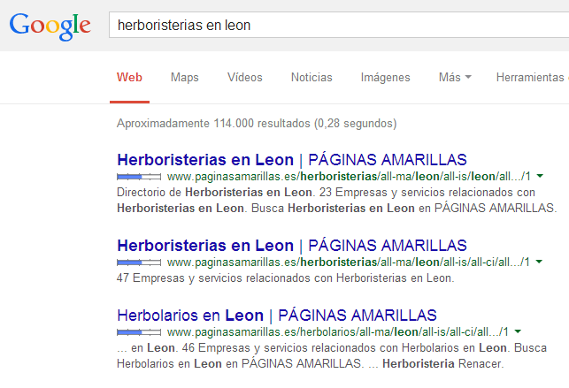 Posicionar varias páginas para un resultado